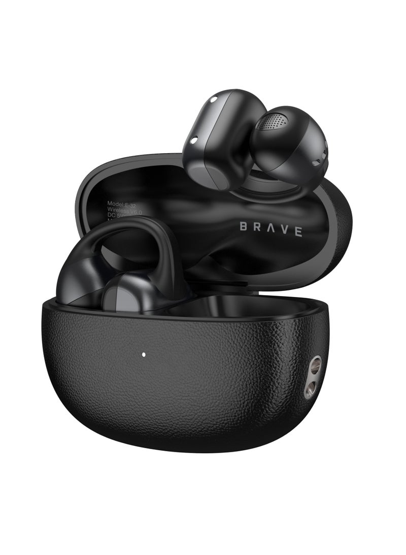 بريف سماعات أذن لاسلكية مفتوحة بلوتوث 6.0، سماعات رياضية مع مشغلات مغناطيسية ثلاثية النواة، محرك نبض الجهير العميق، تقنية تركيز الصوت العصبي للمكالمات، مصفوفة ميكروفون مزدوجة 360° لالتقاط الصوت، ملاءمة مريحة بوسادة هوائية، مقاومة للماء ومقاومة للعرق، بطارية طويلة العمر، زمن استجابة منخفض للغاية، صوت اتجاهي، سماعات مكالمات بدون استخدام اليدين للرياضة والجري والنادي وركوب الدراجات والأنشطة الخارجية – أسود - Image 1